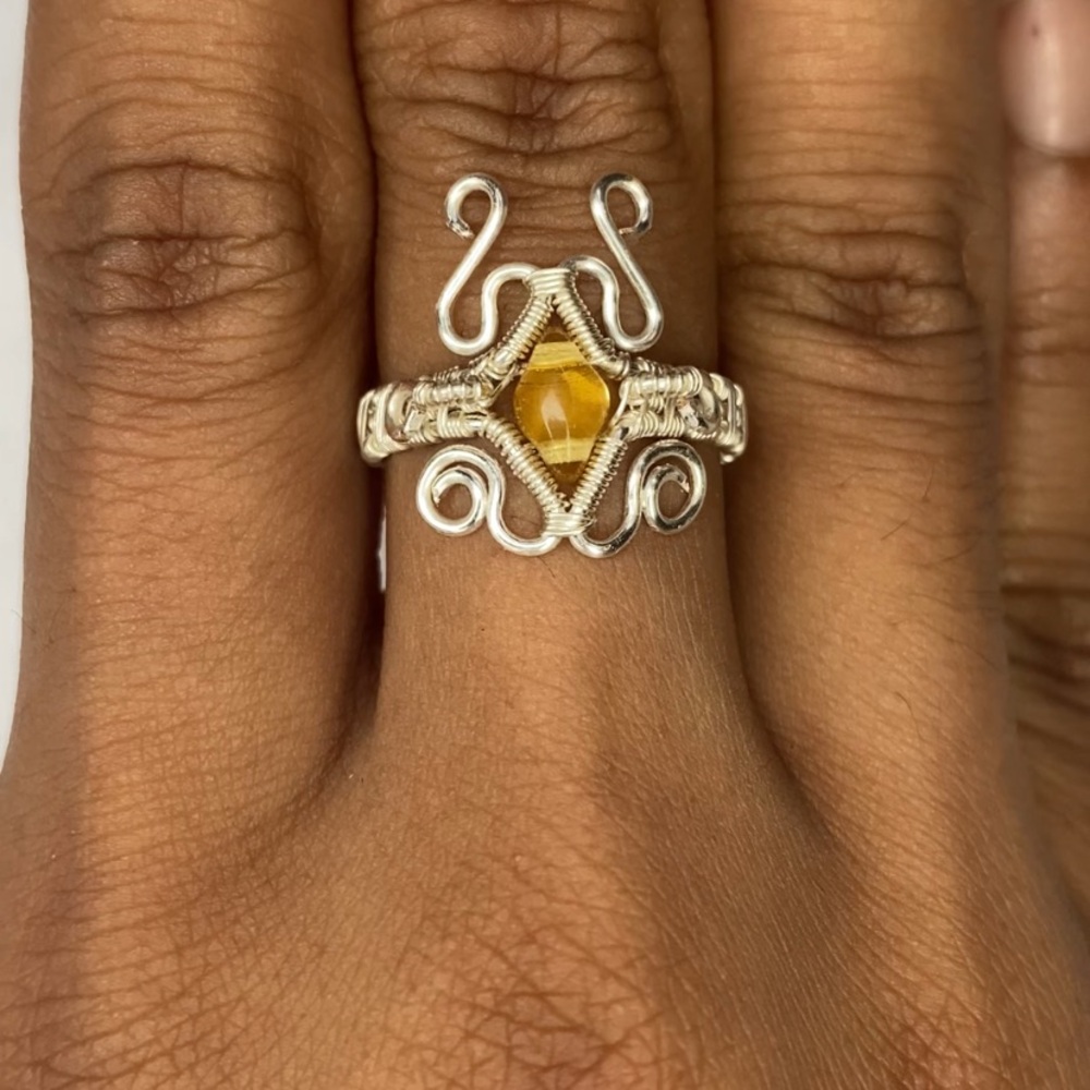 Elegant Silver and Gold Wire Wrapped Ring